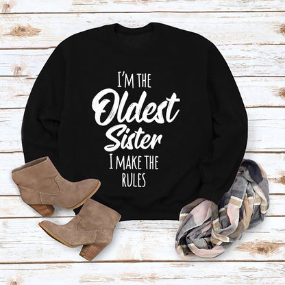 Letter Crew Neck Pullover Long Sleeve Sweater Wish Women's Clothing