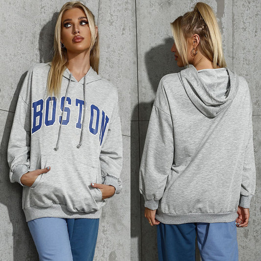 Casual Hooded Trendy Letter Sweater Women